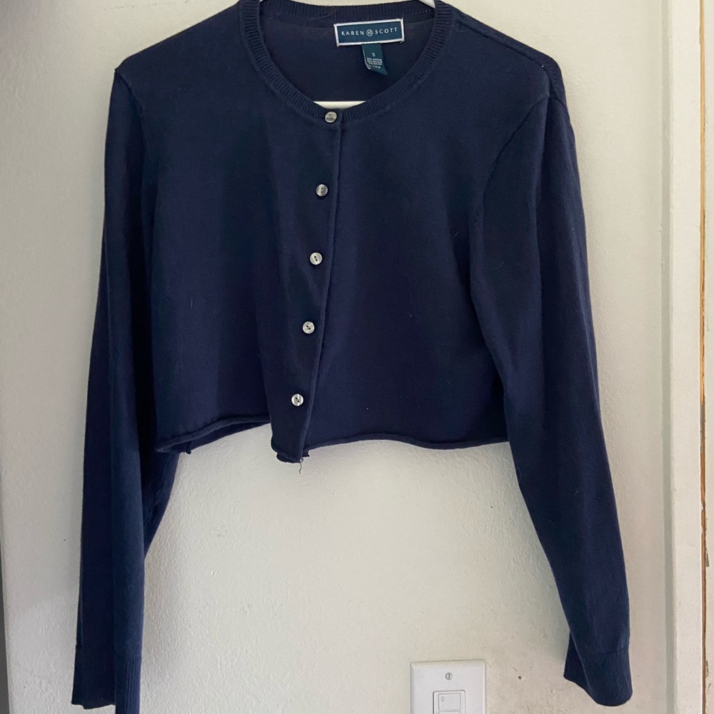 Navy cropped cardigan